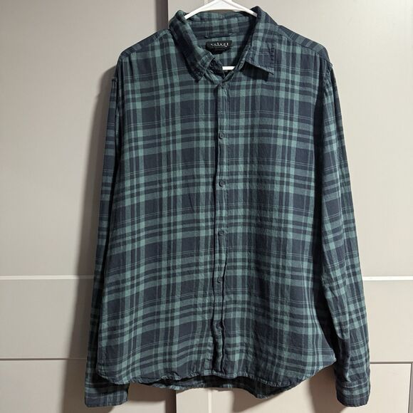 Velvet By Graham Spencer Men Long Sleeve Flannel Button Up Shirt Blue/Green L - Picture 1 of 5